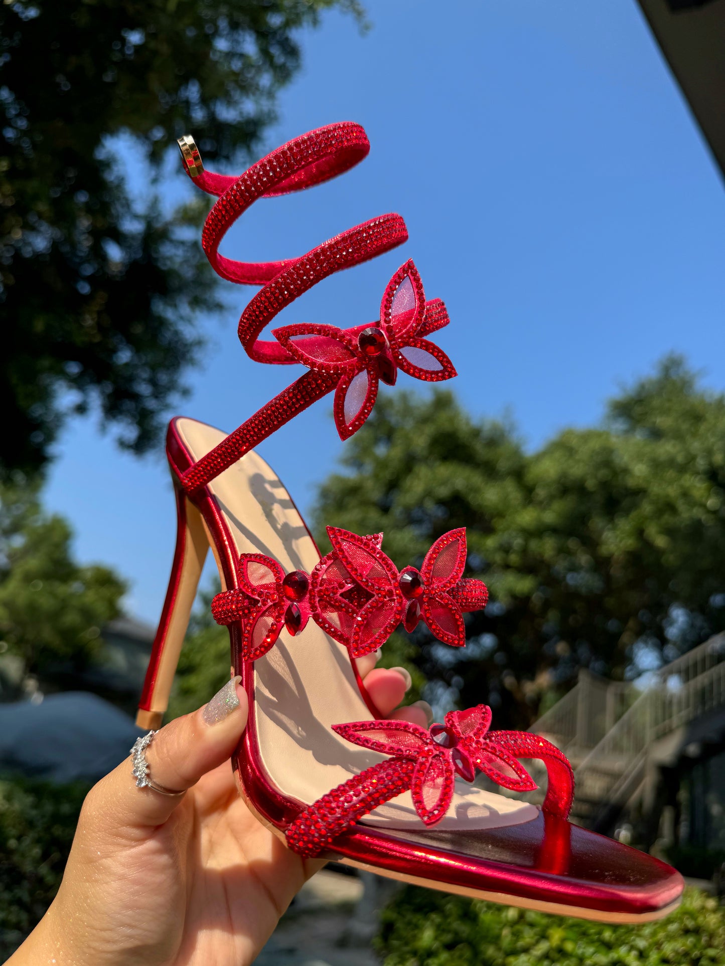 Serena Butterfly Heel - Red