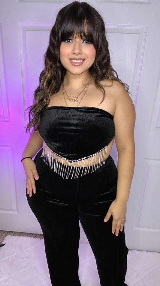 Salvame Velvet Rhinestone Set - Black