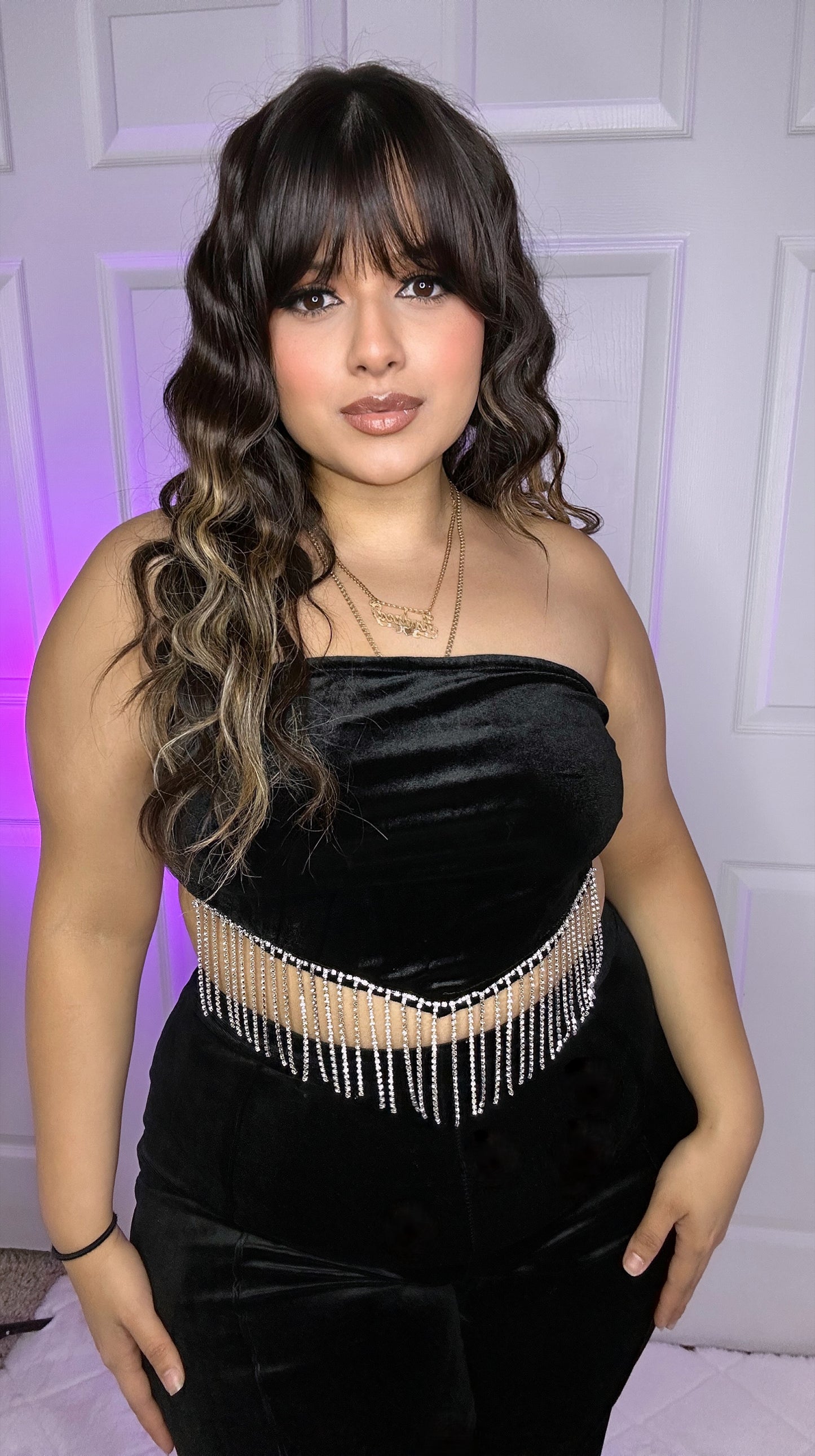 Salvame Velvet Rhinestone Set - Black