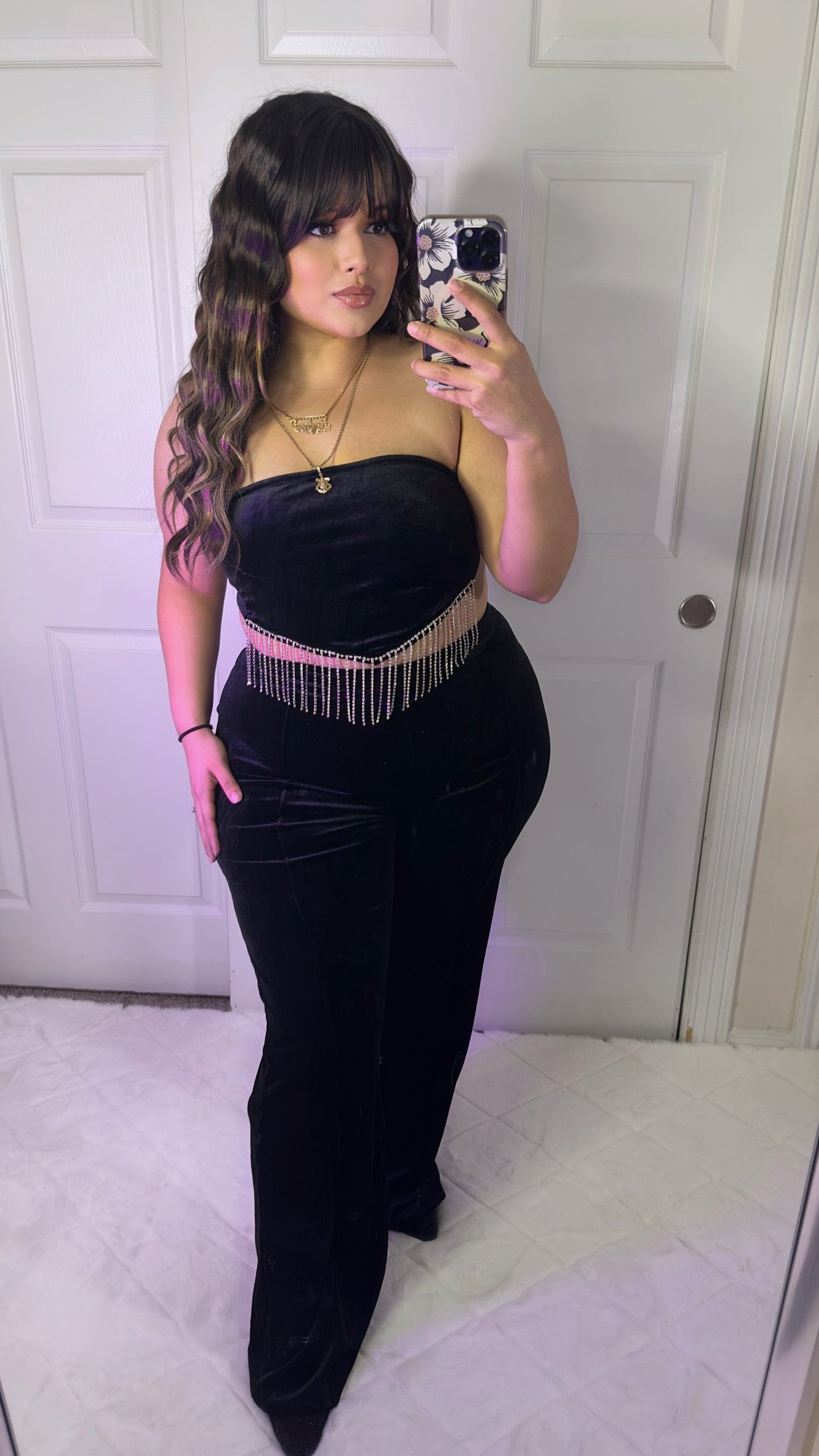Salvame Velvet Rhinestone Set - Black