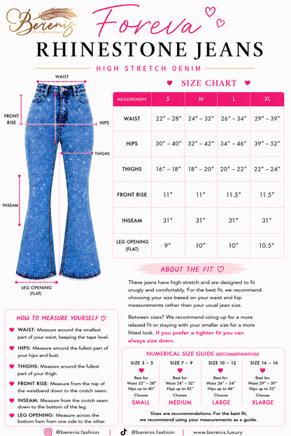 Foreva Rhinestone Jeans (Plus Size Available )