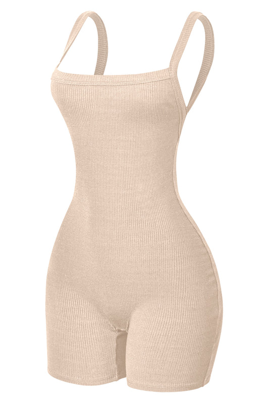 Keyli Ribbed Romper - Beige