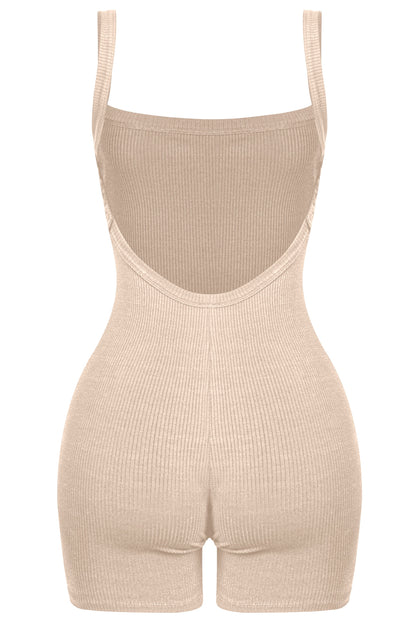 Keyli Ribbed Romper - Beige