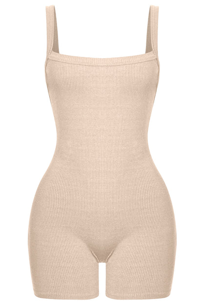 Keyli Ribbed Romper - Beige