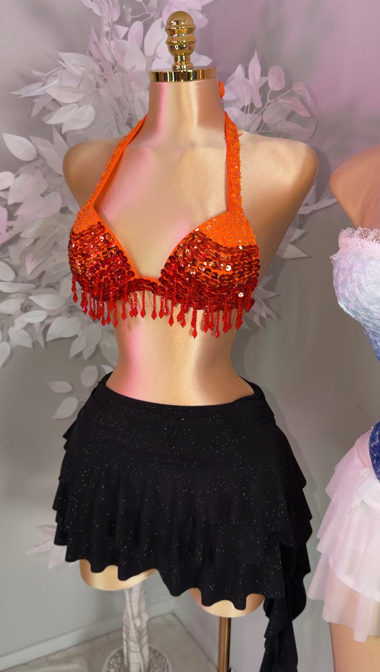 Becky Sequin Top - Orange