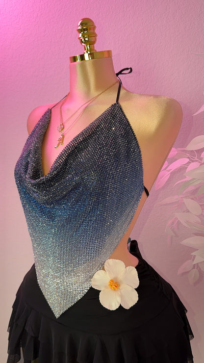 Sparklyyy Rhinestone Top - Blue
