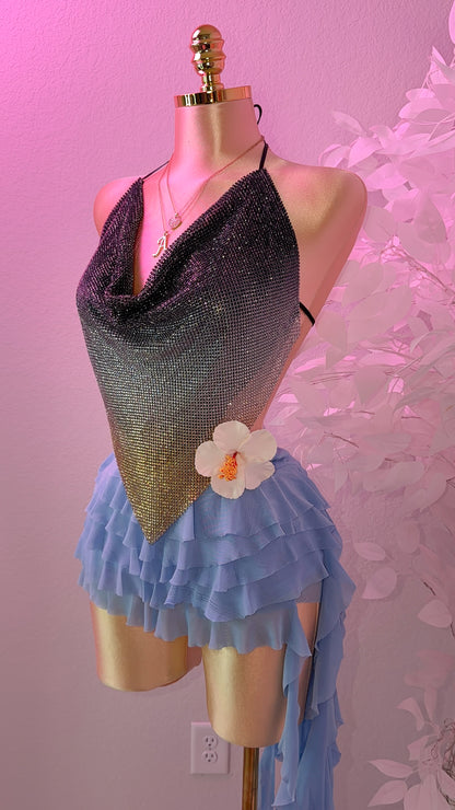 Sparklyyy Rhinestone Top - Black/Gold