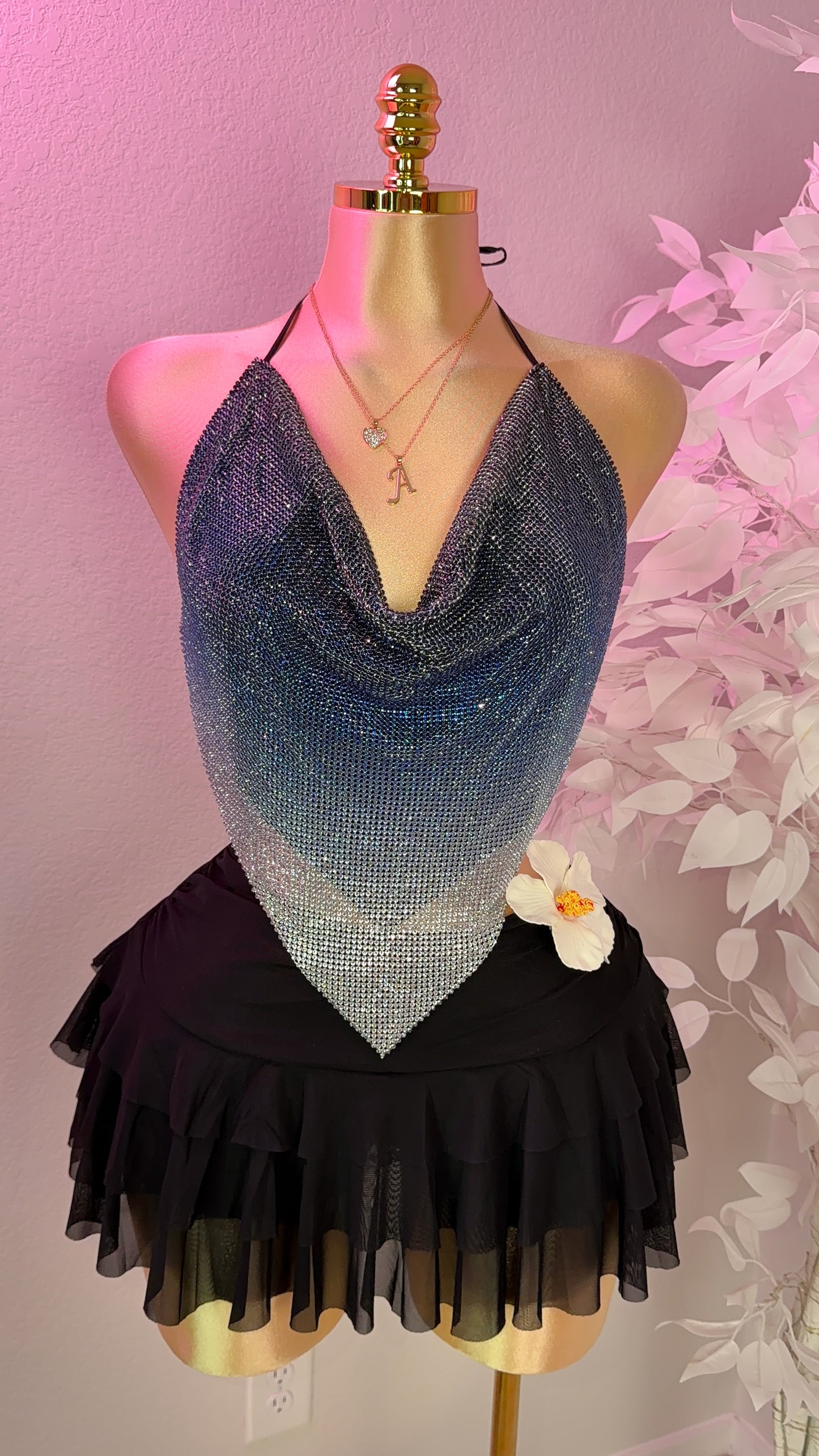 Sparklyyy Rhinestone Top - Blue