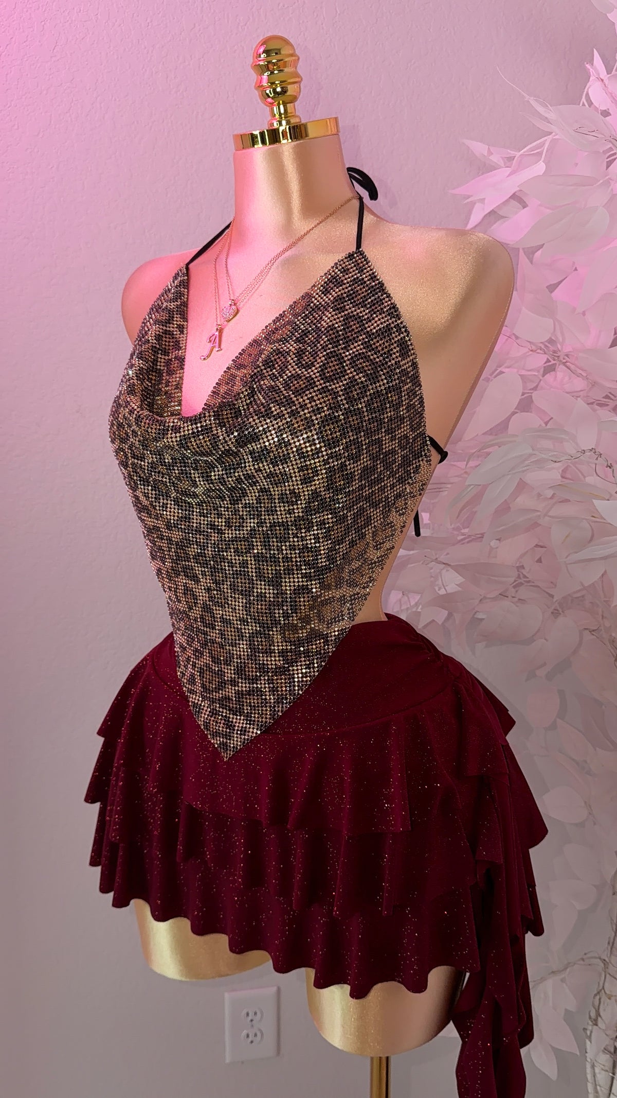 Zahara Rhinestone Top - Leopard