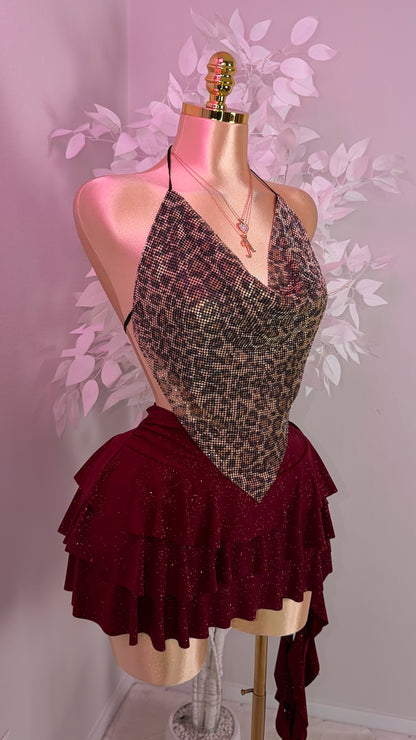 Zahara Rhinestone Top - Leopard