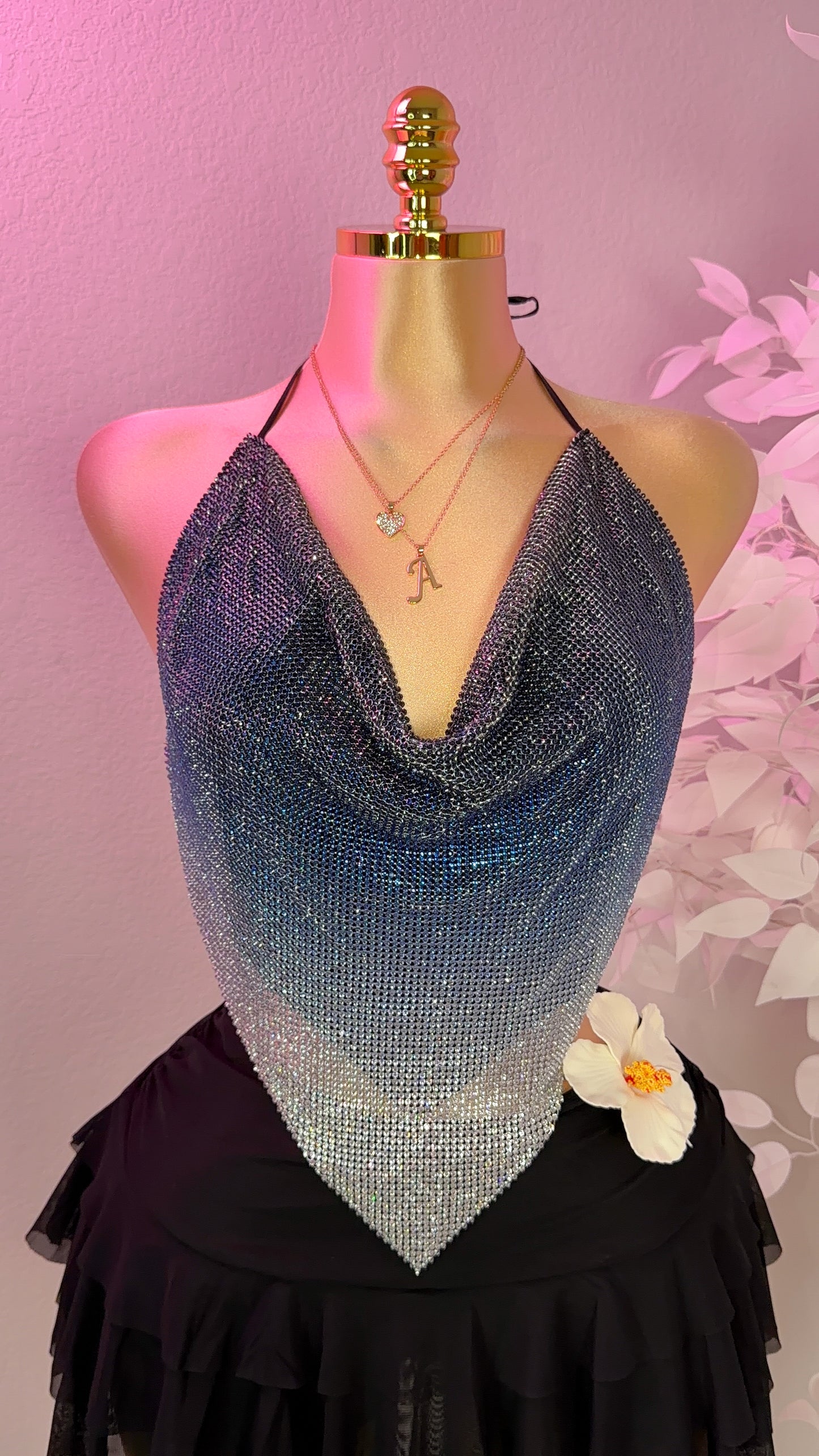 Sparklyyy Rhinestone Top - Blue