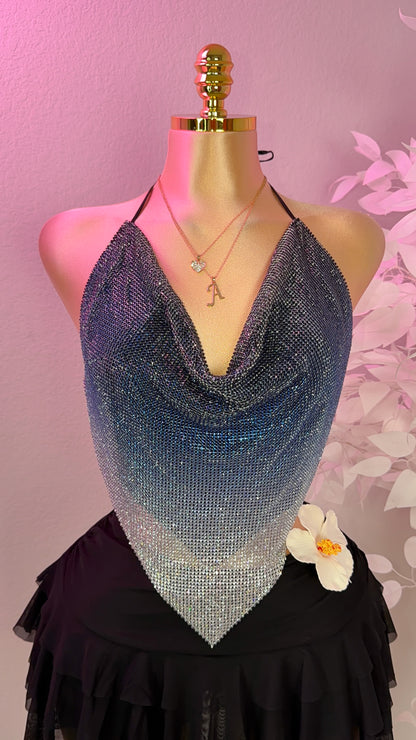 Sparklyyy Rhinestone Top - Blue
