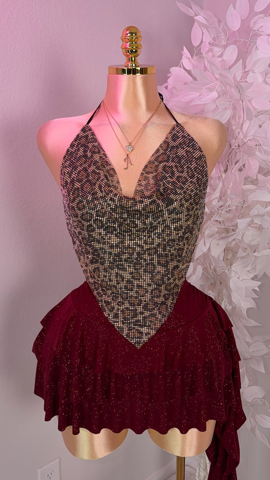 Zahara Rhinestone Top - Leopard