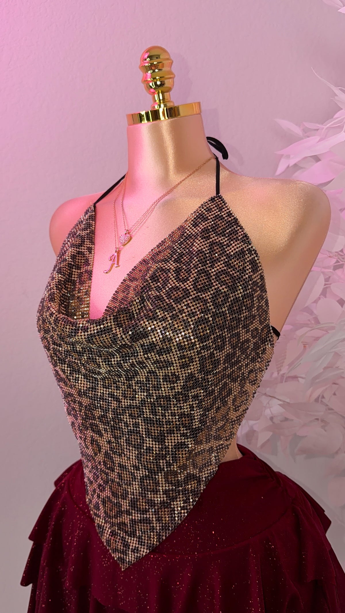 Zahara Rhinestone Top - Leopard