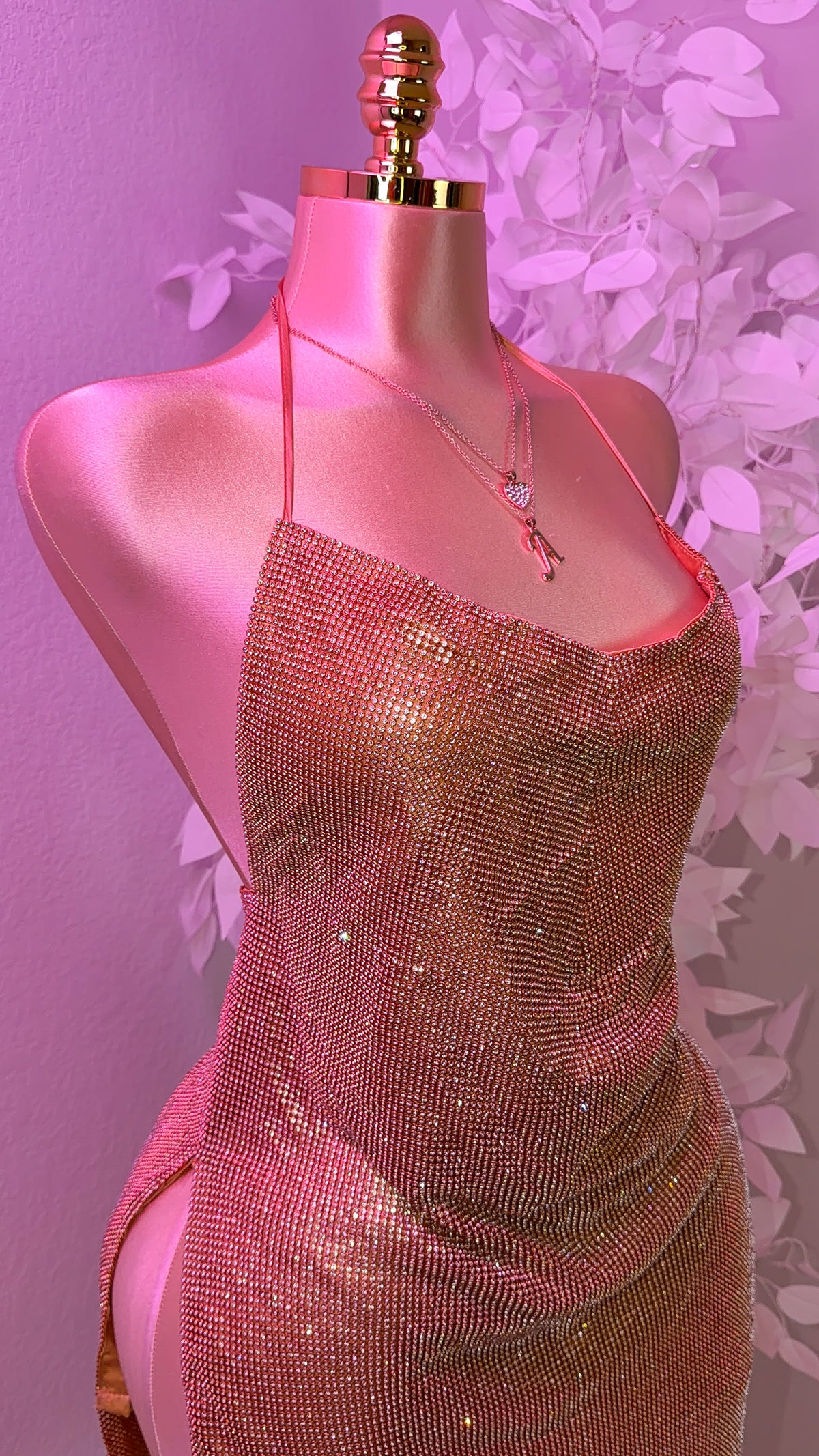 Milagros Rhinestone Dress - Gold
