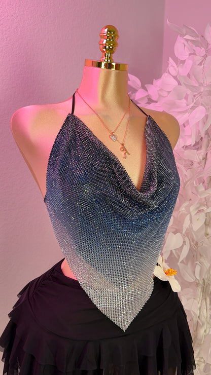 Sparklyyy Rhinestone Top - Blue