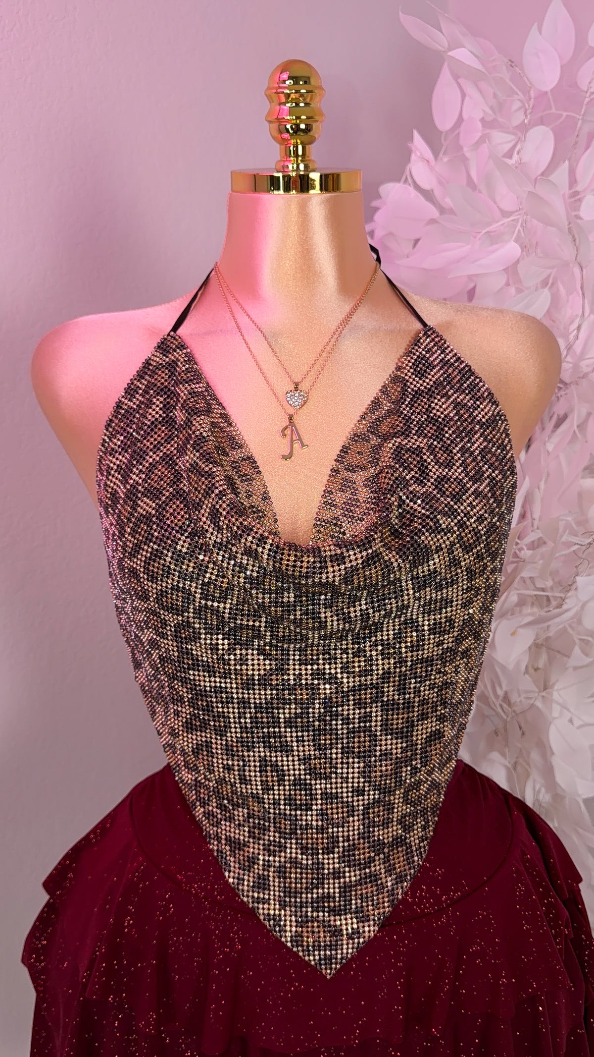 Zahara Rhinestone Top - Leopard