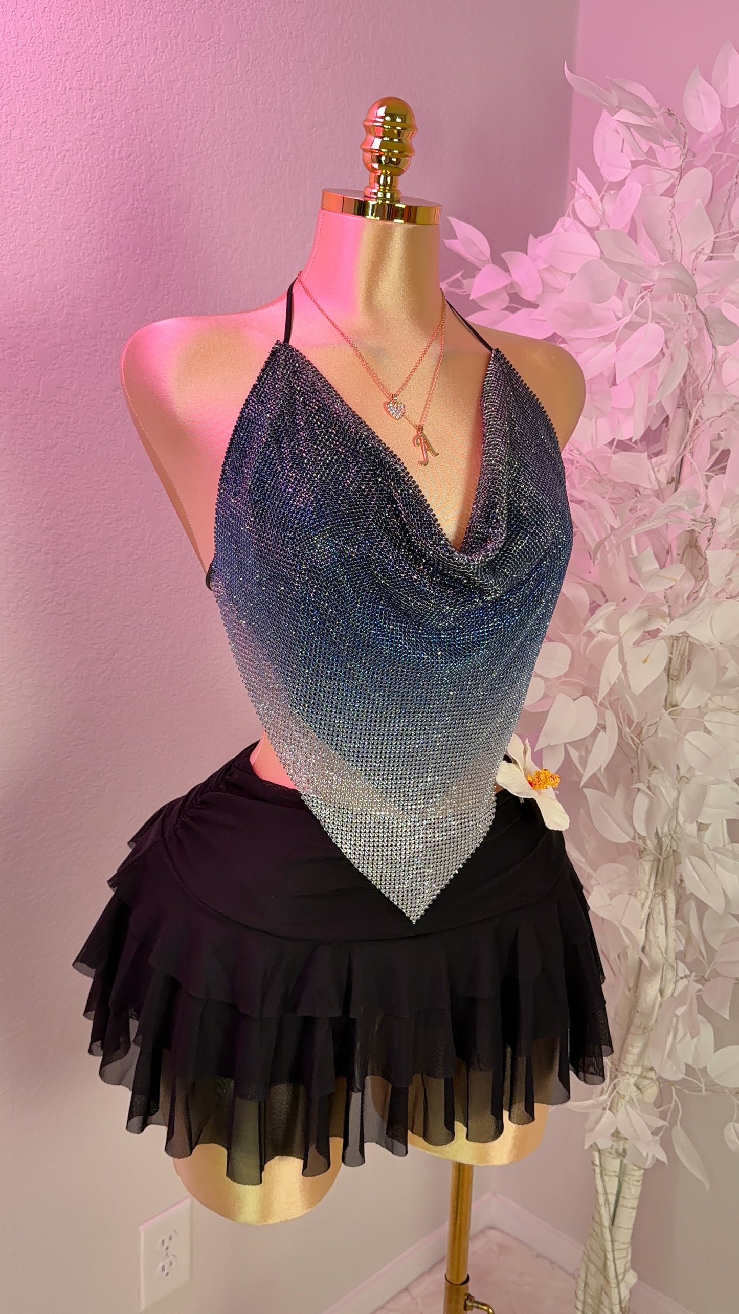 Sparklyyy Rhinestone Top - Blue