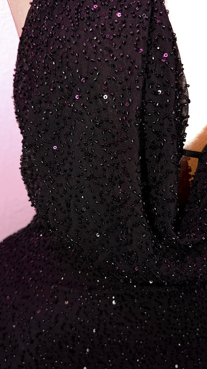 Diosa Beaded Mini Dress - Black