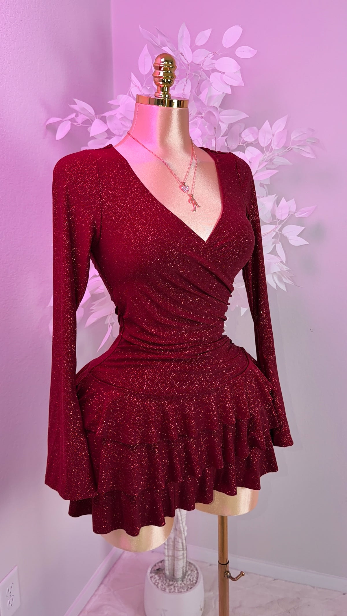 Sienna Romper Dress - Burgundy