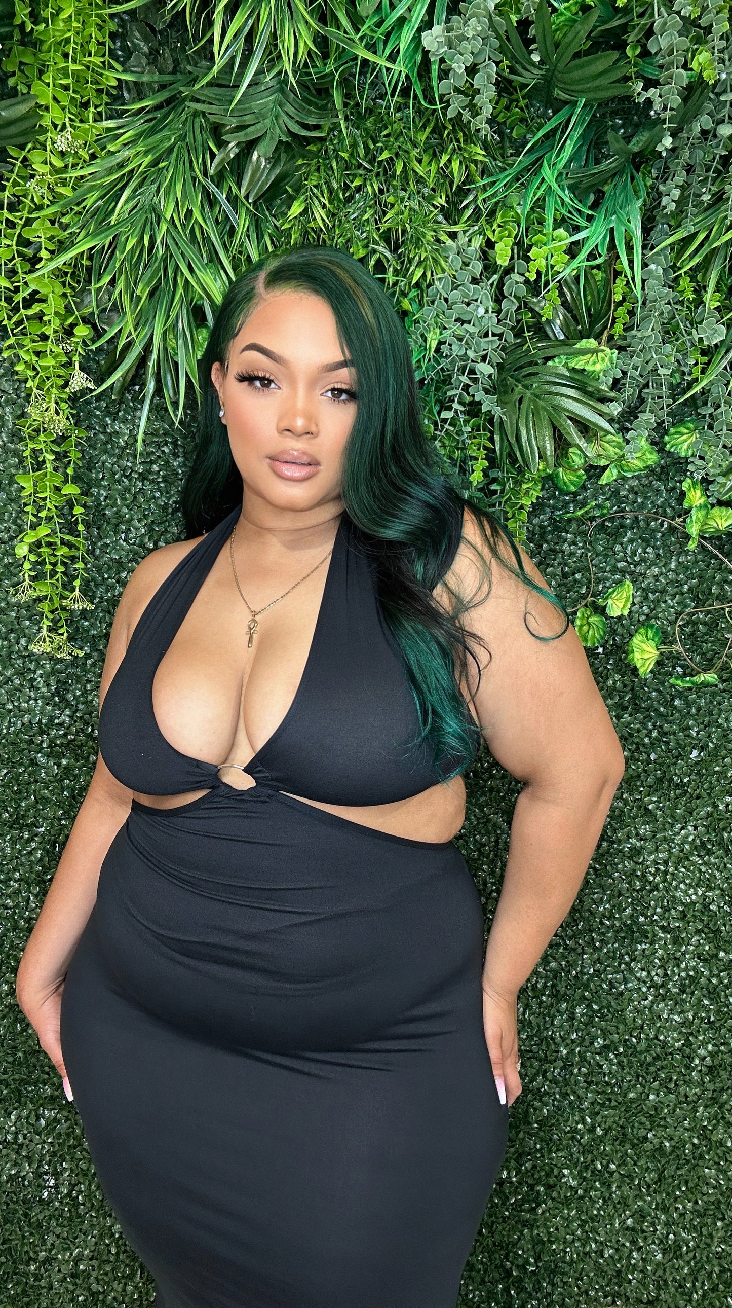 Sabrina Midi Black Dress - Plus Size