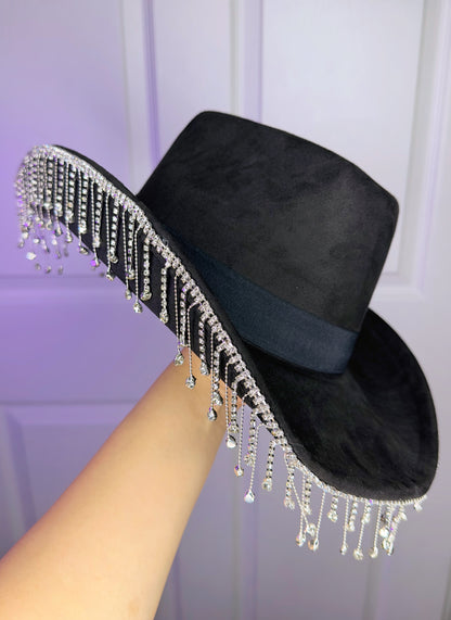 Dulce Rhinestone Hat Black