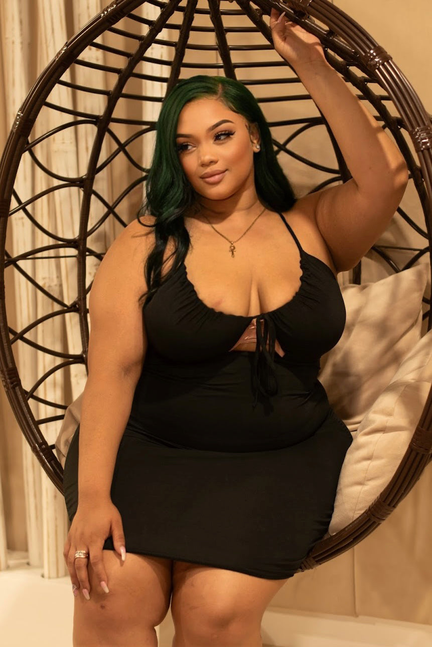 Alani Ruched Black Dress - Plus Size