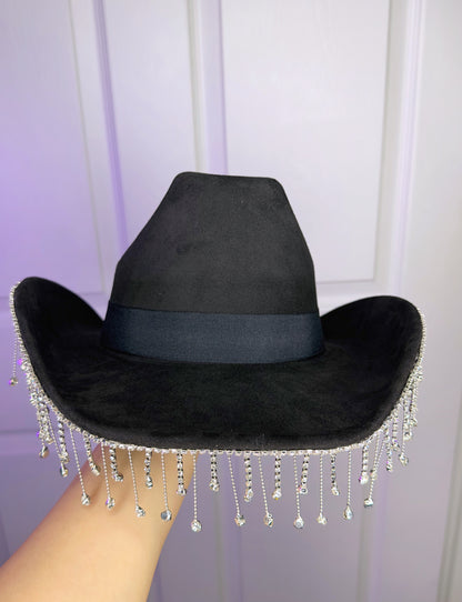 Dulce Rhinestone Hat Black