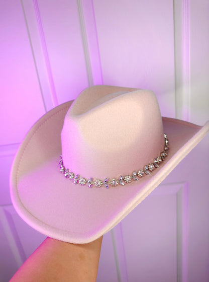 Mia Rhinestone Hat - Nude Pink