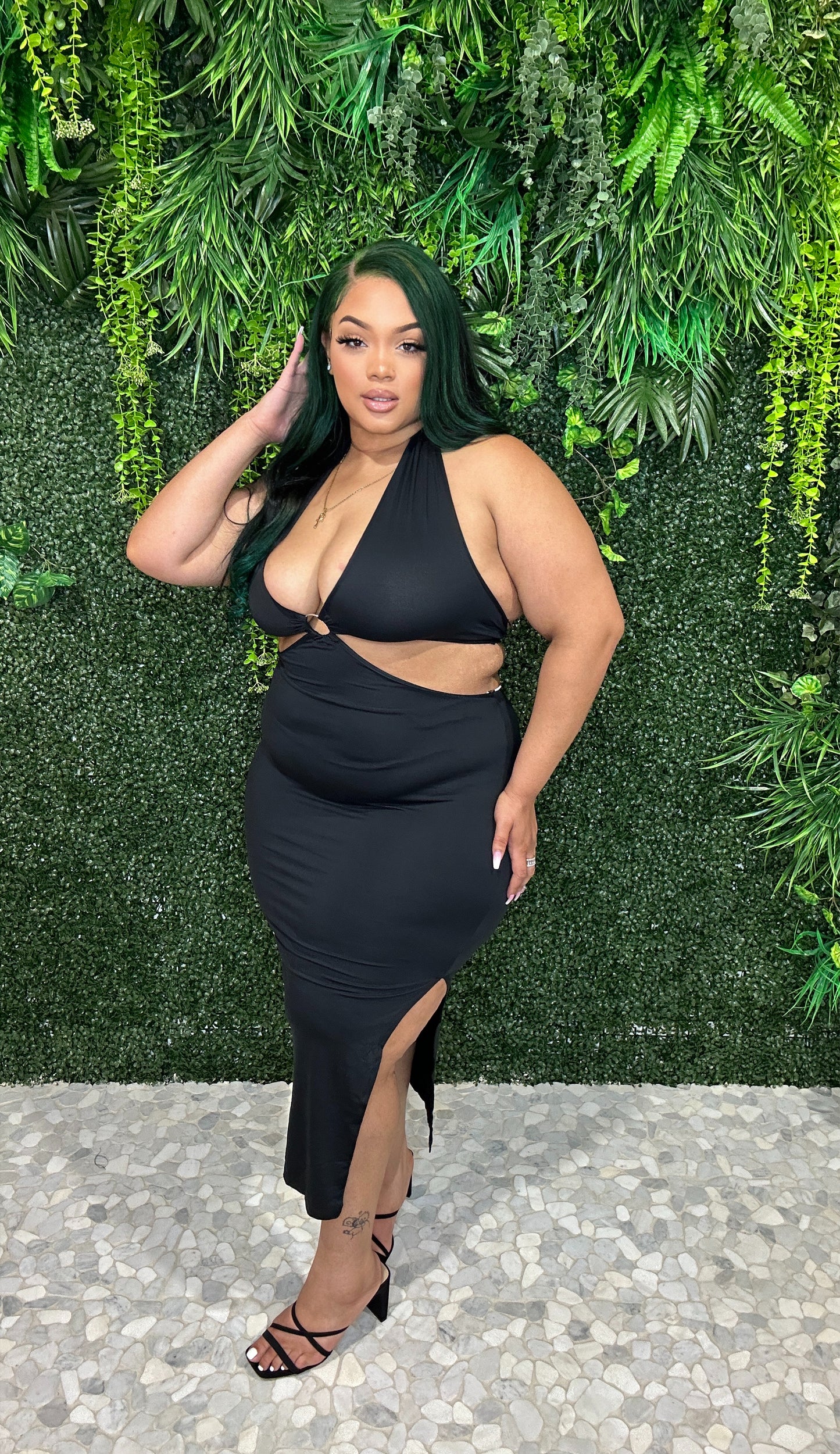 Sabrina Midi Black Dress - Plus Size
