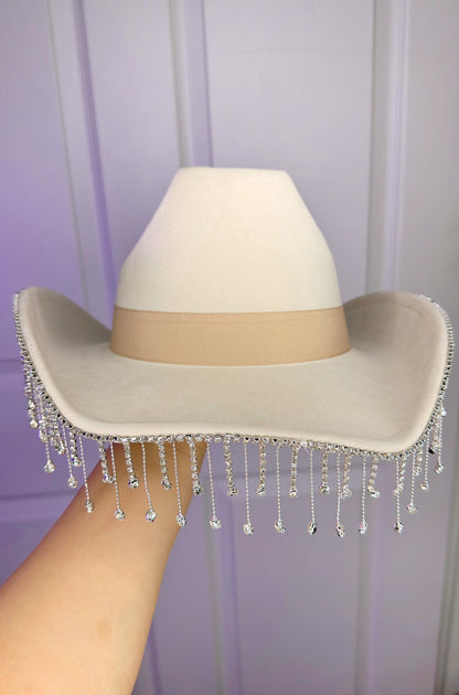 Dulce Rhinestone Hat Ivory