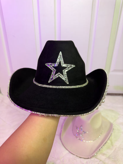 Maite Rhinestone / Pearl Hat- Black