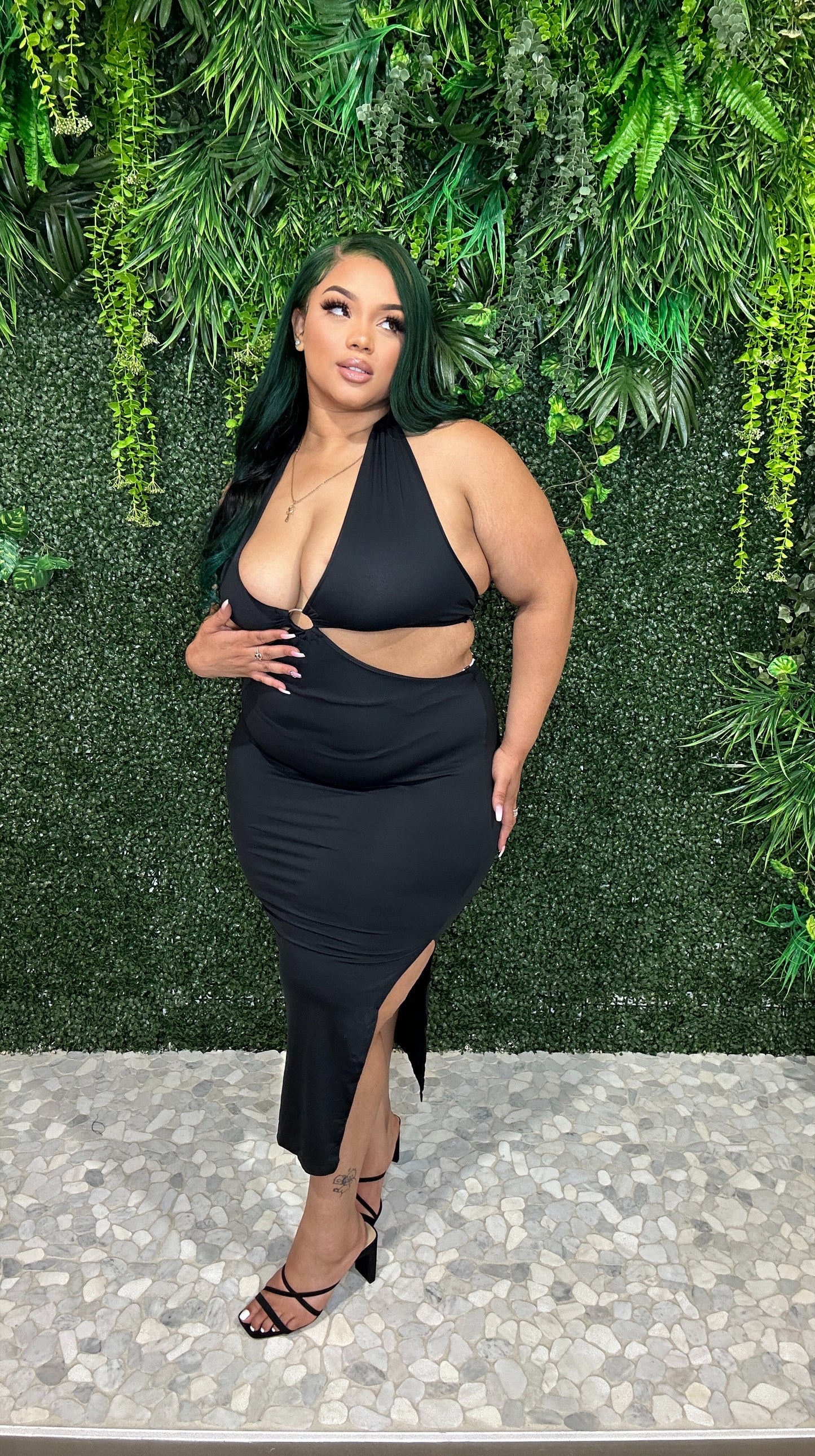 Sabrina Midi Black Dress - Plus Size