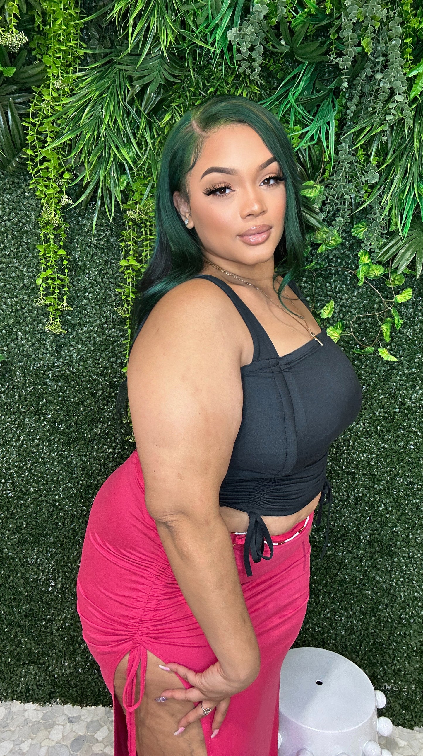 Lucinda Crop Top Black - Plus Size