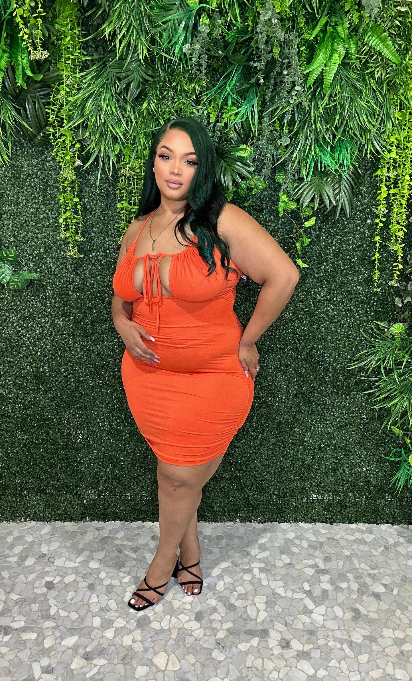 Alani Ruched Orange Dress - Plus Size