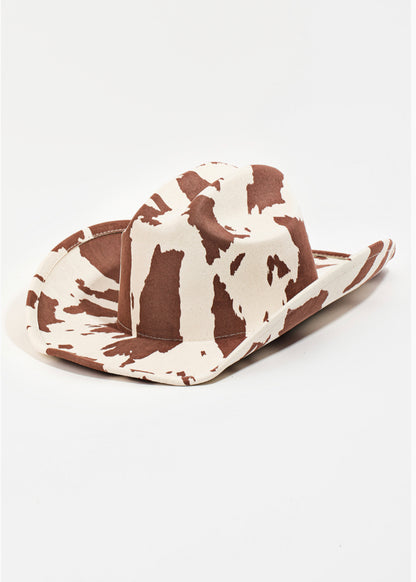 Alma Western Hat- Brown Cow Print