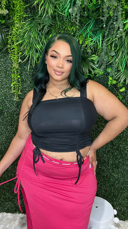 Lucinda Crop Top Black - Plus Size