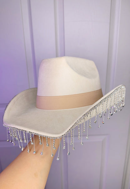 Dulce Rhinestone Hat Ivory