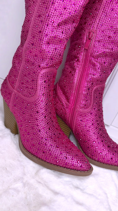 Anahi Rhinestone Western Boots - Pink