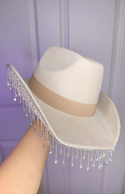 Dulce Rhinestone Hat Ivory