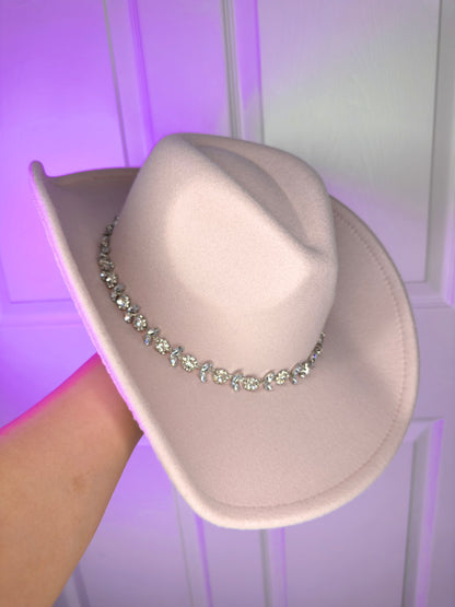 Mia Rhinestone Hat - Nude Pink