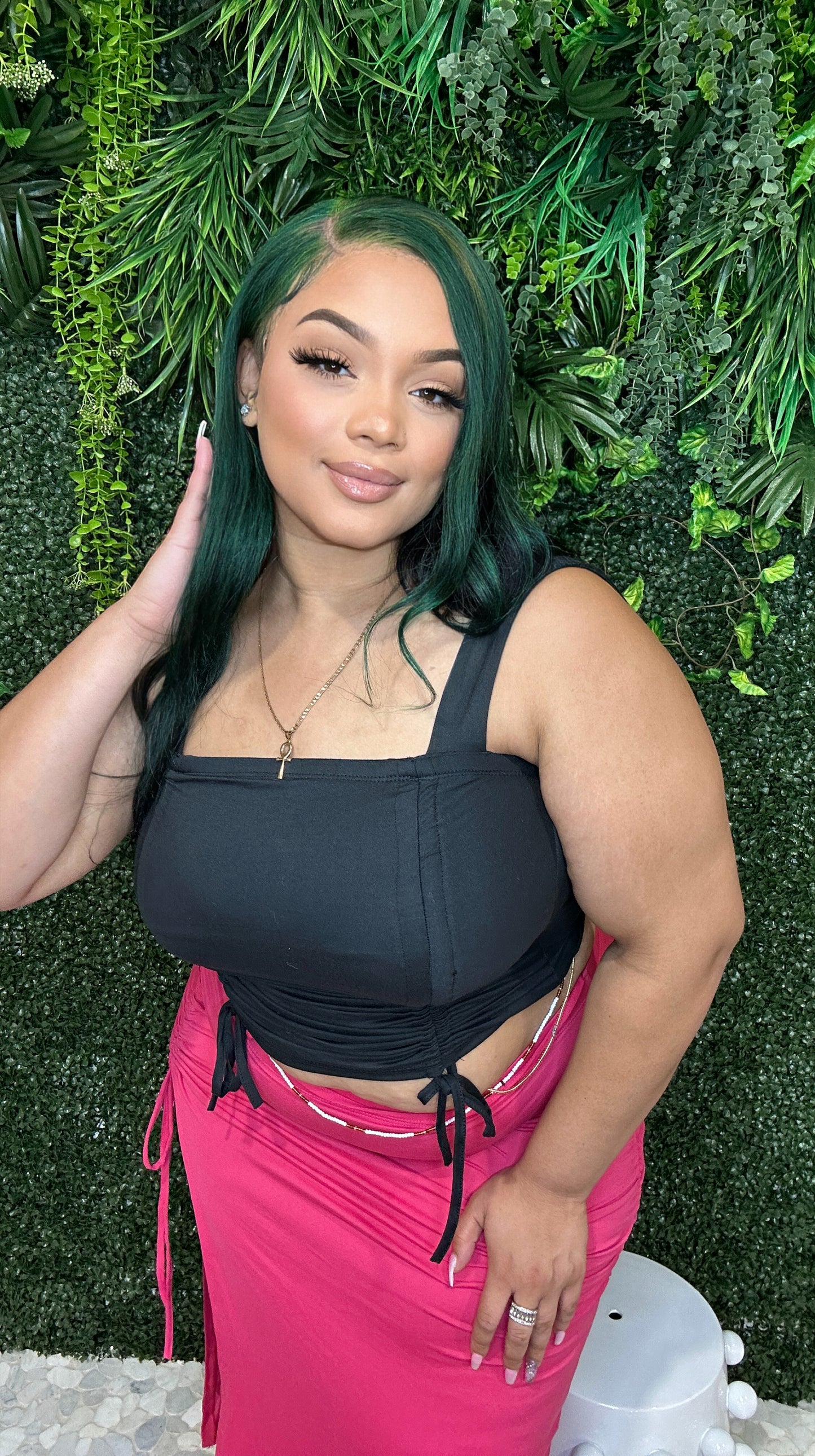 Lucinda Crop Top Black - Plus Size