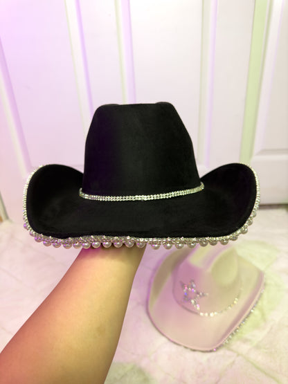 Maite Rhinestone / Pearl Hat- Black