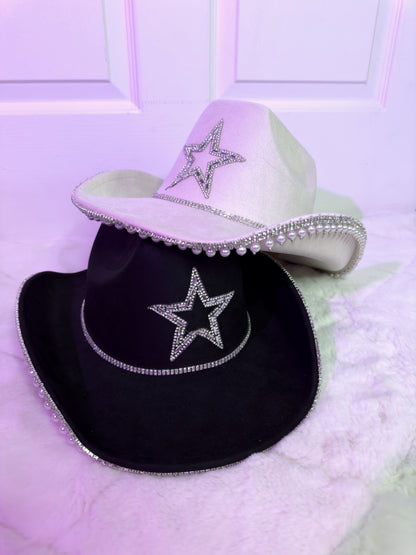 Maite Rhinestone / Pearl Hat- Black