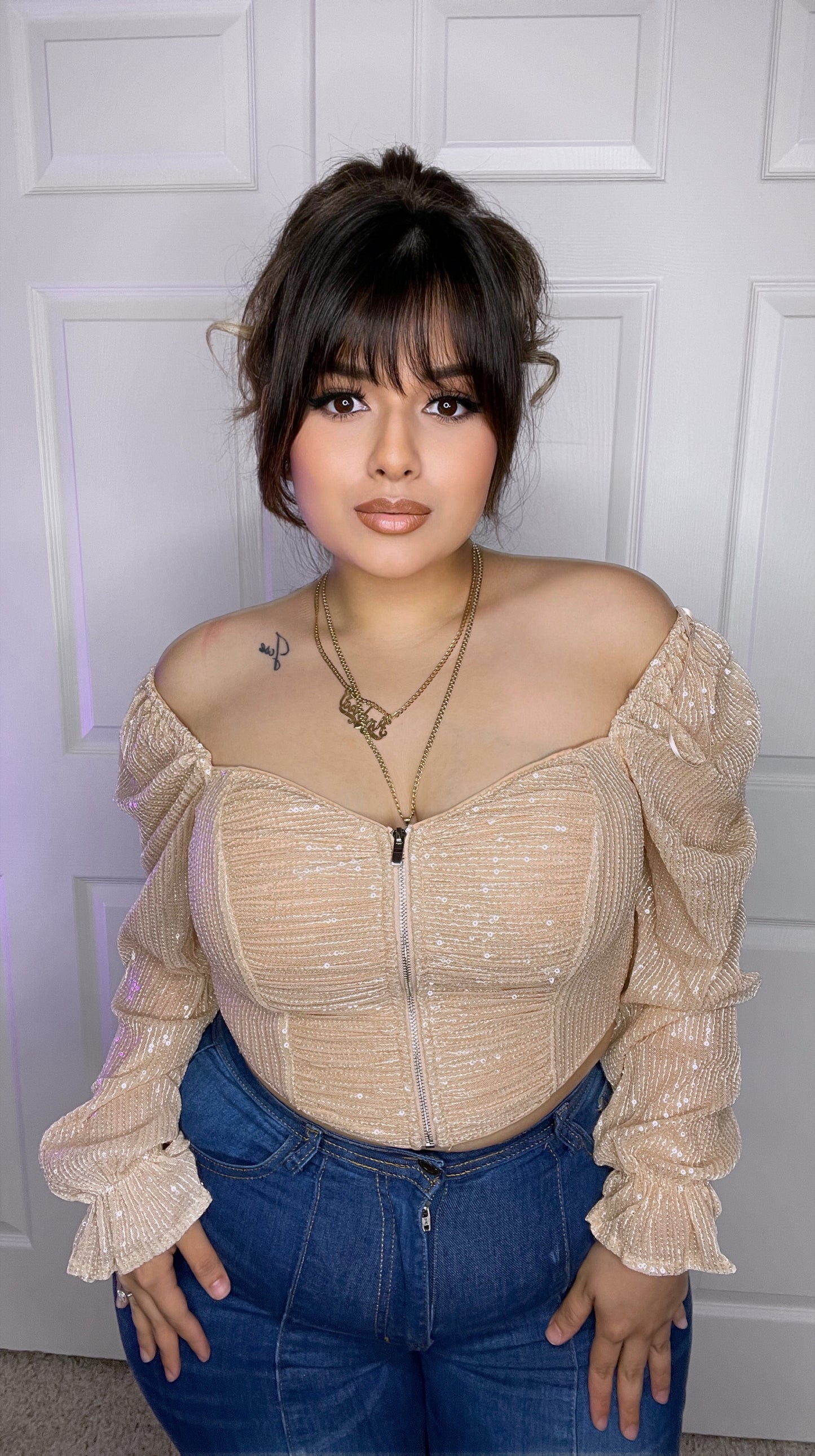 Estrella Sequin Cropped Top