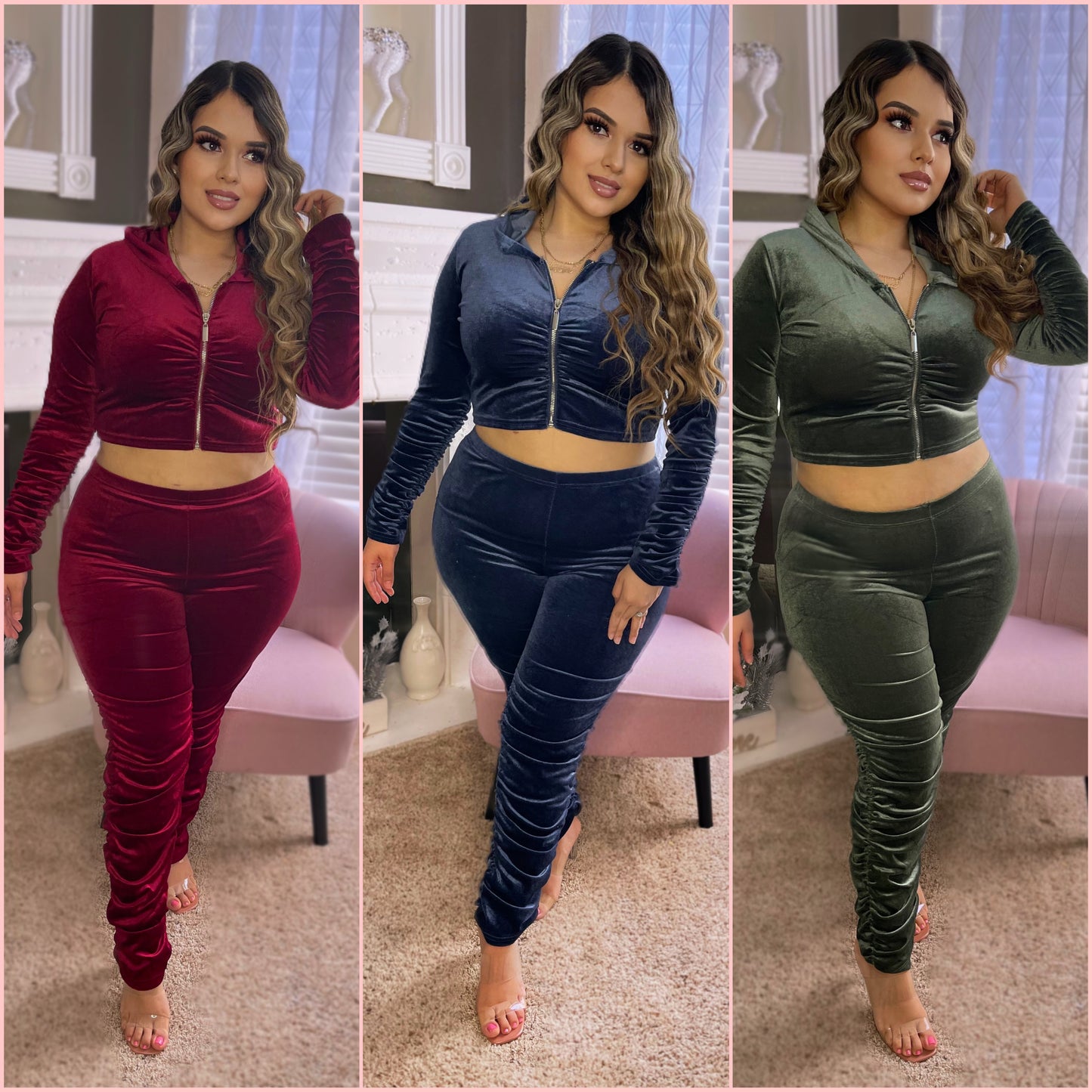 Velvet Vibes Ruched Set - 3 Colors Available