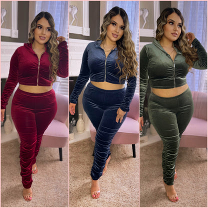 Conjunto fruncido Velvet Vibes - 3 colores disponibles