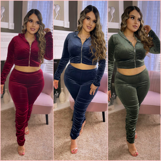 Velvet Vibes Ruched Set - 3 Colors Available