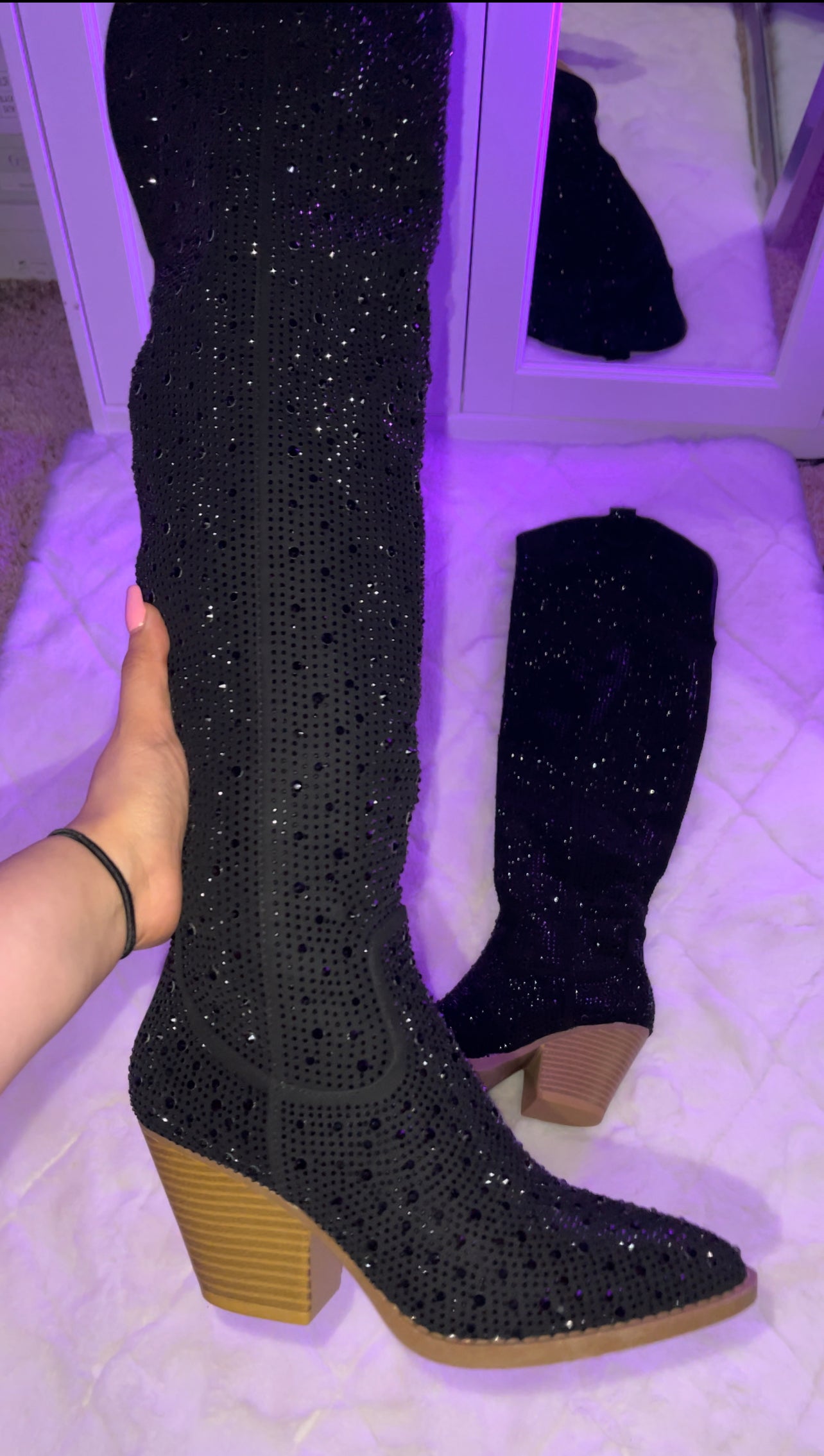 Anahi Over Knee Rhinestone Boots
