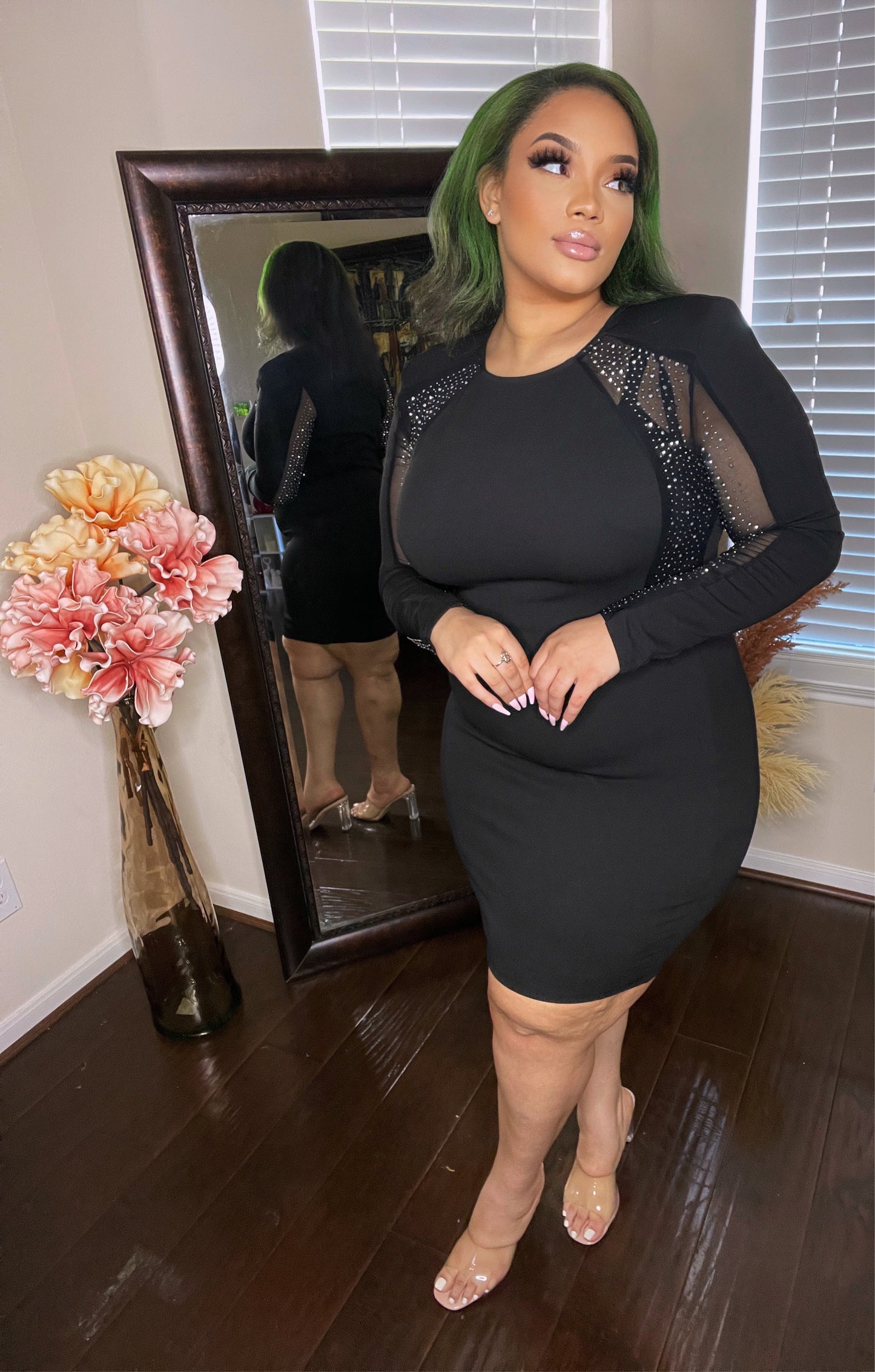 Angelina Rhinestone Dress - Plus Size